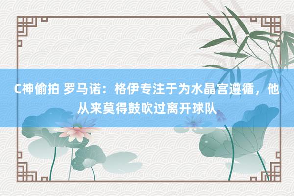 C神偷拍 罗马诺:格伊专注于为水晶宫遵循,他从来莫得鼓吹过离开球队