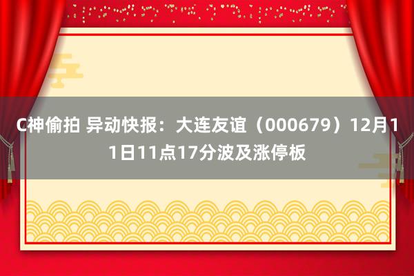 C神偷拍 异动快报：大连友谊（000679）12月11日11点17分波及涨停板