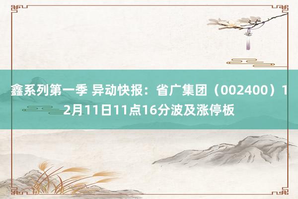 鑫系列第一季 异动快报：省广集团（002400）12月11日11点16分波及涨停板