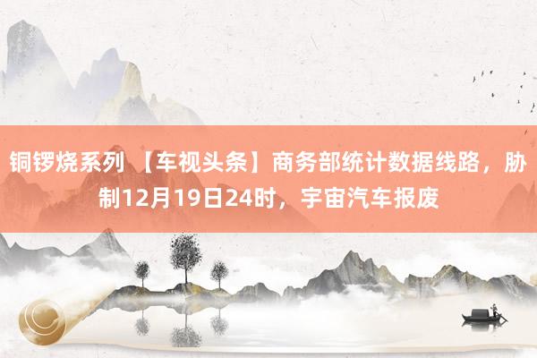 铜锣烧系列 【车视头条】商务部统计数据线路，胁制12月19日24时，宇宙汽车报废