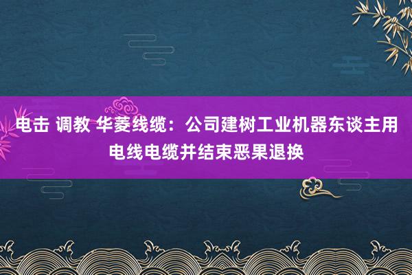 电击 调教 华菱线缆：公司建树工业机器东谈主用电线电缆并结束恶果退换