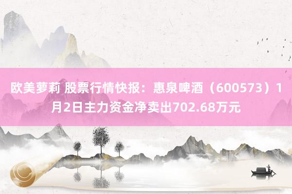 欧美萝莉 股票行情快报：惠泉啤酒（600573）1月2日主力资金净卖出702.68万元