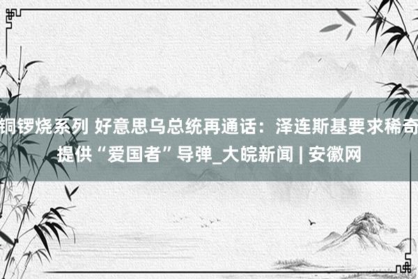 铜锣烧系列 好意思乌总统再通话：泽连斯基要求稀奇提供“爱国者”导弹_大皖新闻 | 安徽网