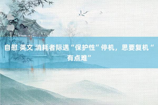 自慰 英文 消耗者际遇“保护性”停机，思要复机“有点难”