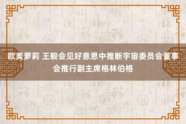 欧美萝莉 王毅会见好意思中推断宇宙委员会董事会推行副主席格林伯格