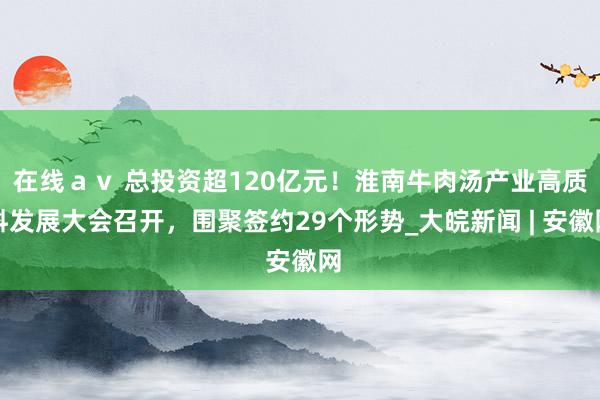 在线ａｖ 总投资超120亿元！淮南牛肉汤产业高质料发展大会召开，围聚签约29个形势_大皖新闻 | 安徽网