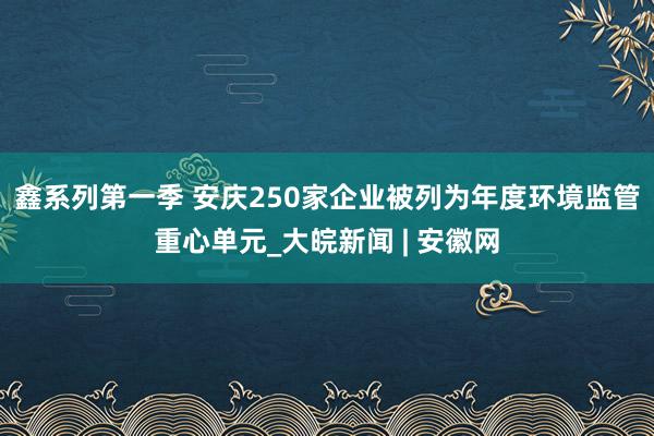 鑫系列第一季 安庆250家企业被列为年度环境监管重心单元_大皖新闻 | 安徽网