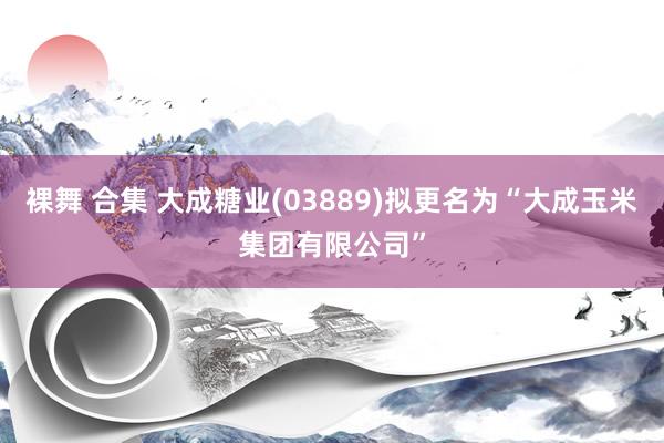 裸舞 合集 大成糖业(03889)拟更名为“大成玉米集团有限公司”
