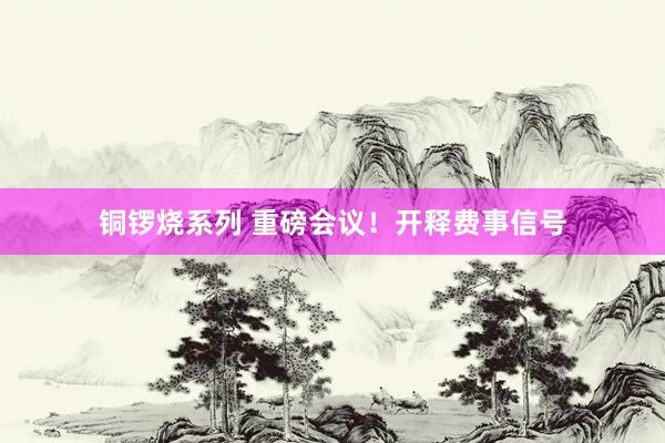 铜锣烧系列 重磅会议！开释费事信号