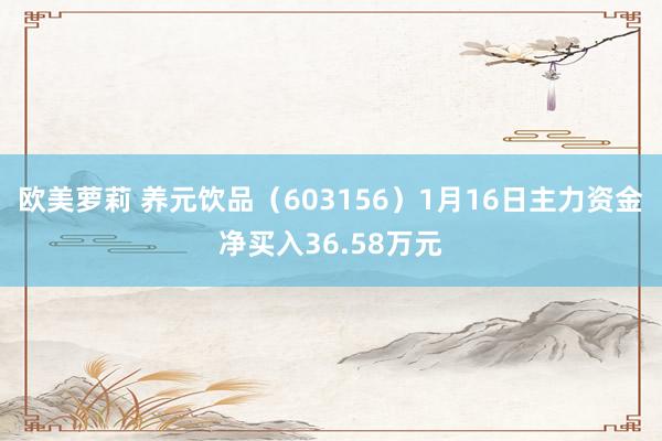 欧美萝莉 养元饮品（603156）1月16日主力资金净买入36.58万元