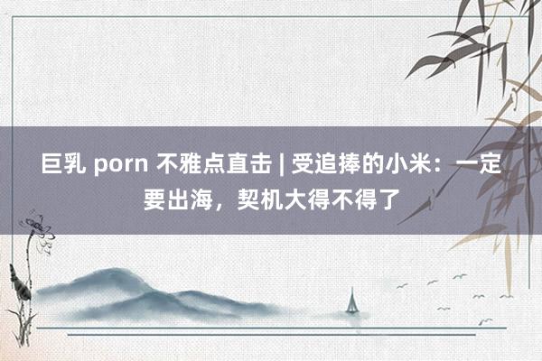 巨乳 porn 不雅点直击 | 受追捧的小米：一定要出海，契机大得不得了