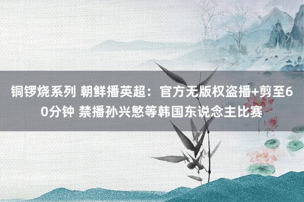 铜锣烧系列 朝鲜播英超：官方无版权盗播+剪至60分钟 禁播孙兴慜等韩国东说念主比赛